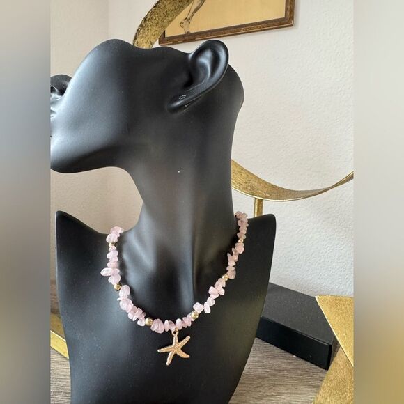 Pink and Gold Starfish Necklace N838 - Picture 5 of 5